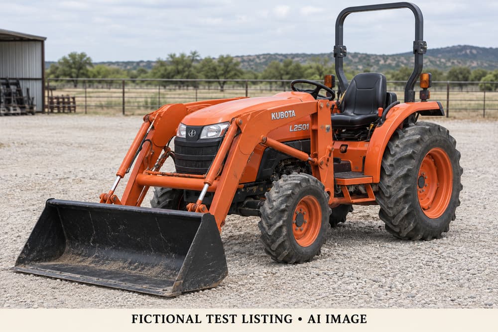 AI illustration of Kubota L2501 Tractor & Loader; fictional test item