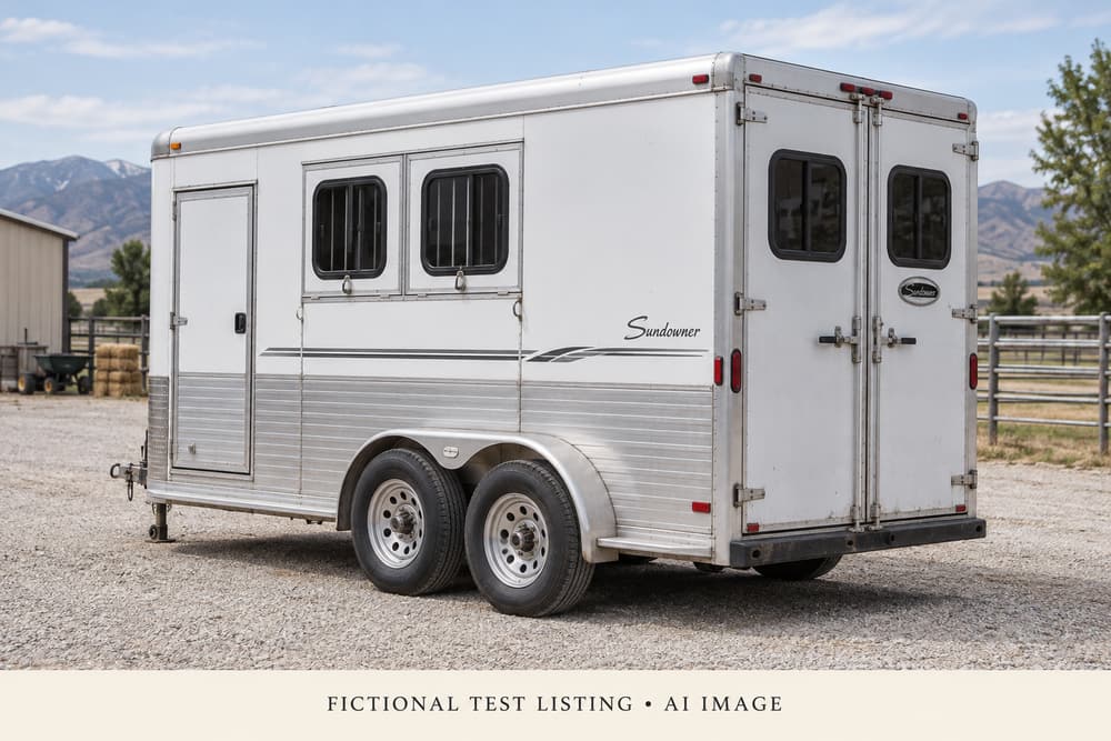 AI illustration of 2016 Sundowner 2-Horse Trailer; fictional test item