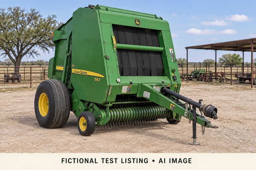 AI illustration of John Deere 567 Round Baler; fictional test item